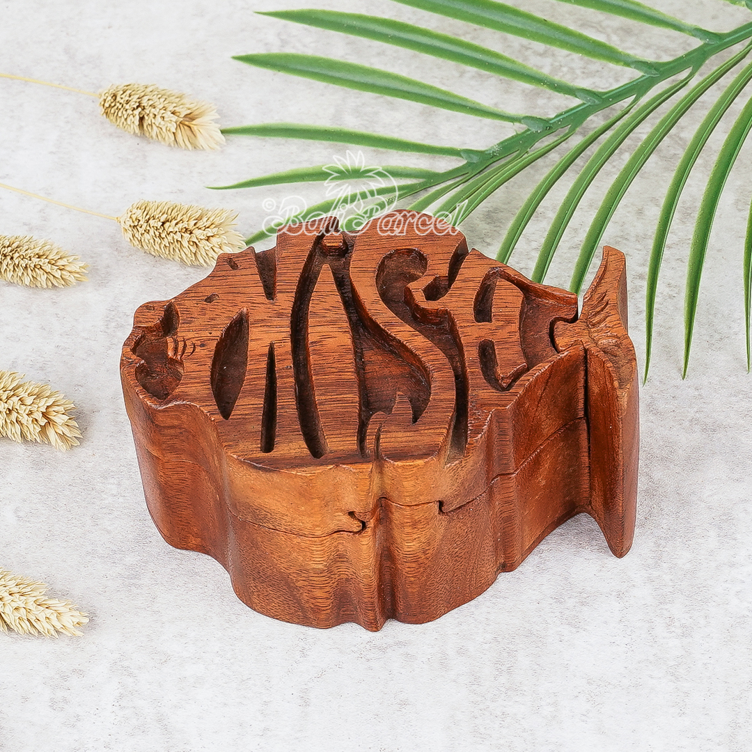 Wooden Box Fish, Hand Made From Suar Wood.