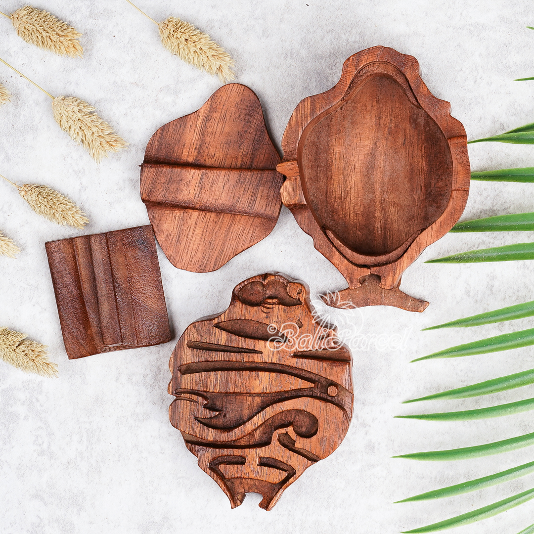 Wooden Box Fish, Hand Made From Suar Wood.