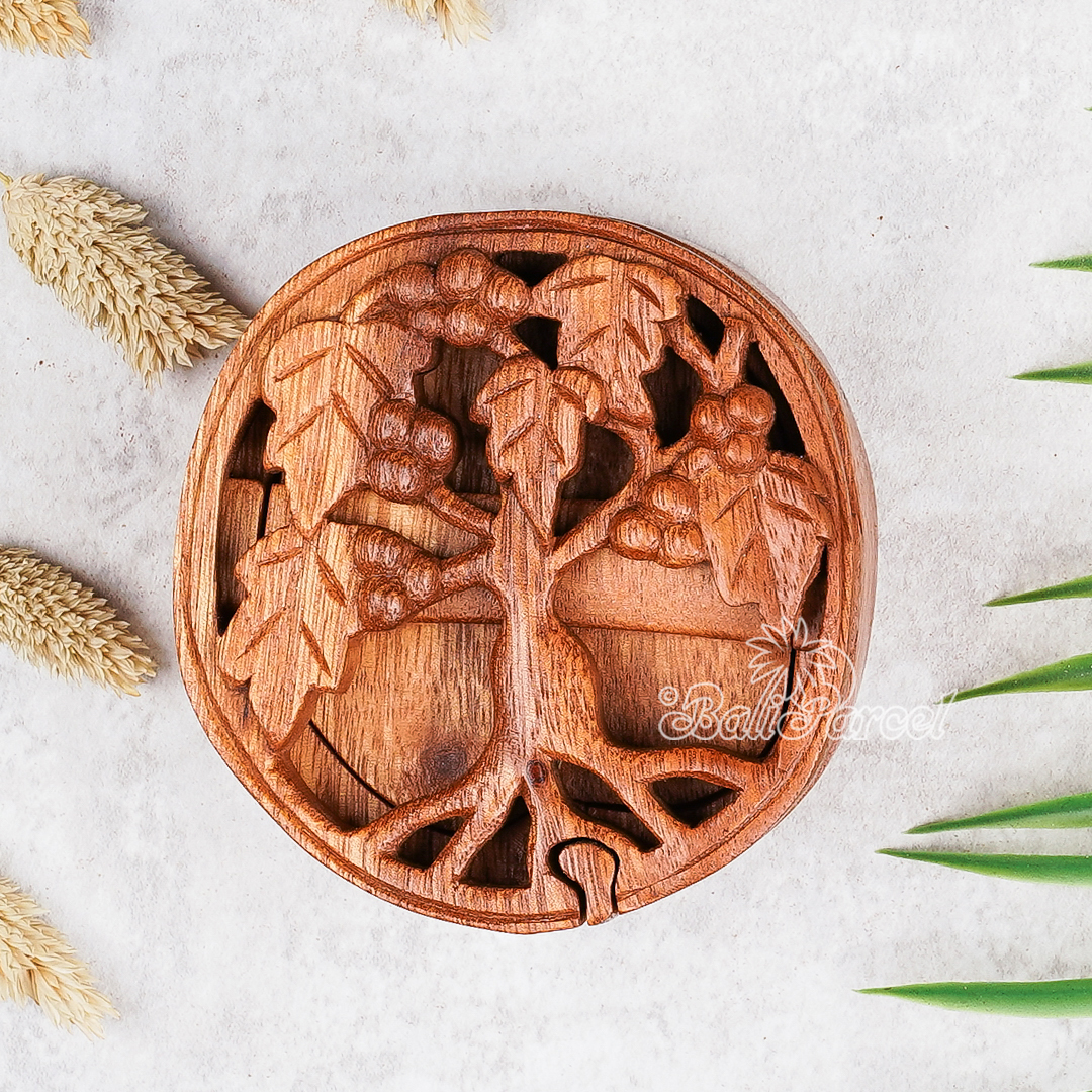 Wooden Box Grape Tree, Hand Made From Suar Wood.