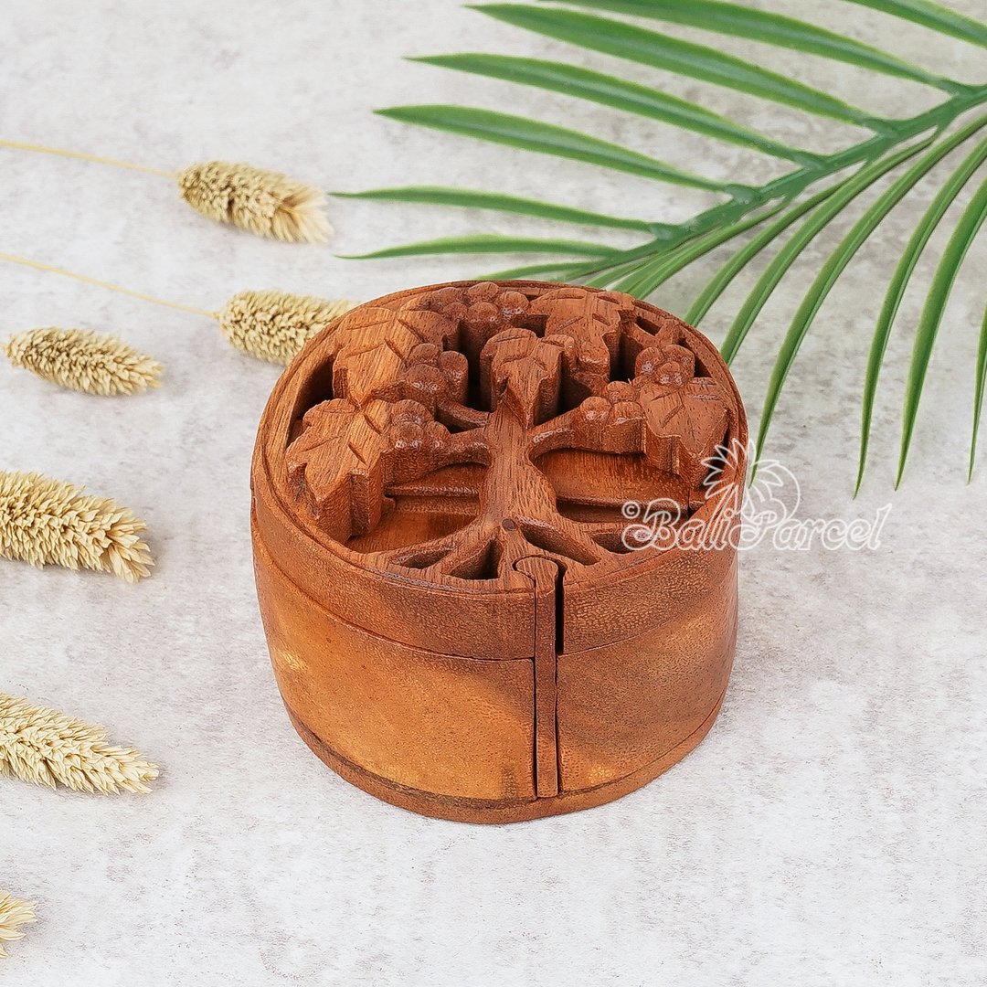 Wooden Box Grape Tree, Hand Made From Suar Wood.