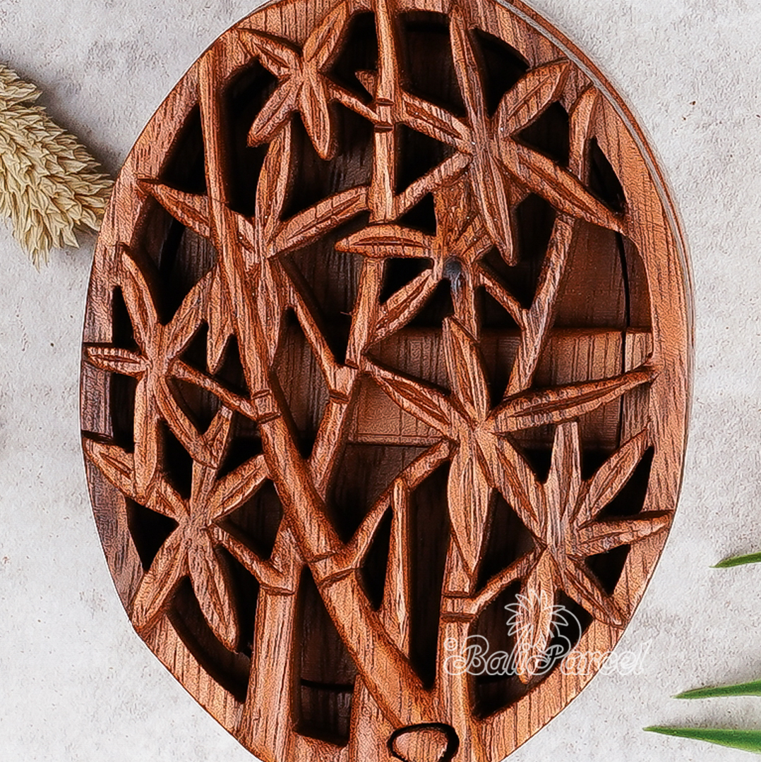 Wooden Box Bamboo Tree, Hand Made From Suar Wood.