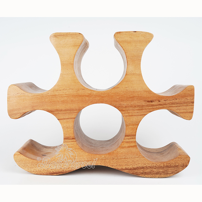 Wooden Rack Bottle Holder, Handmade From Suar Wood