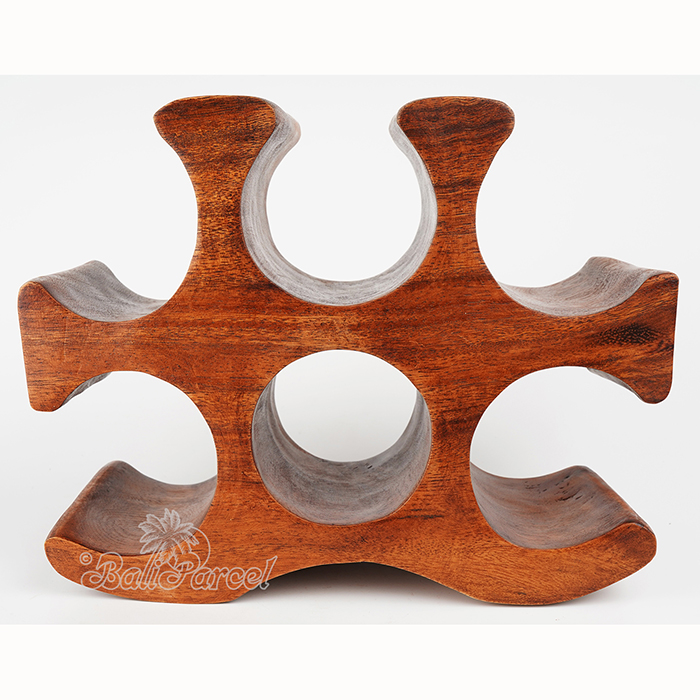 Wooden Rack Bottle Holder, Handmade From Suar Wood