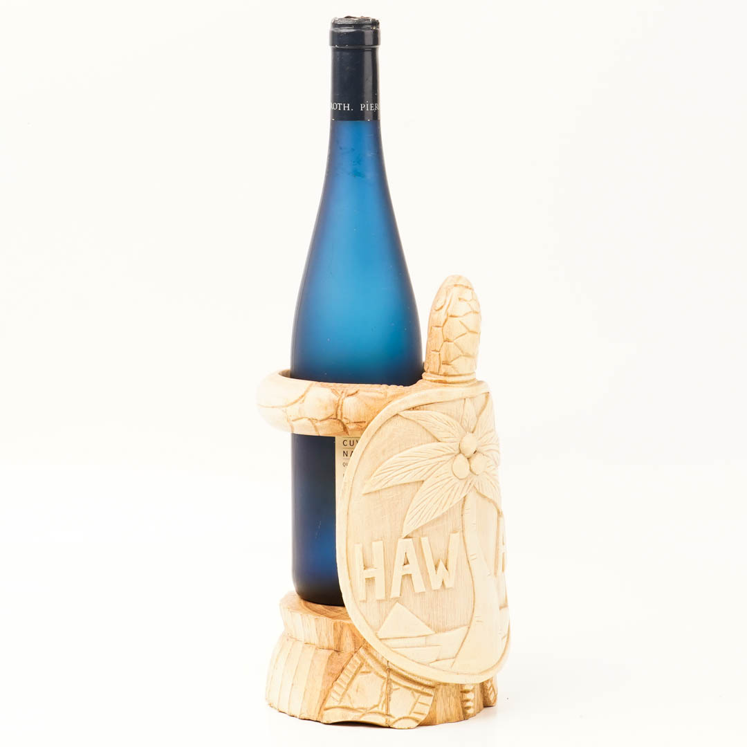 Wooden Turtle Wine Bottle Holder, Handmade From Jempinis Wood