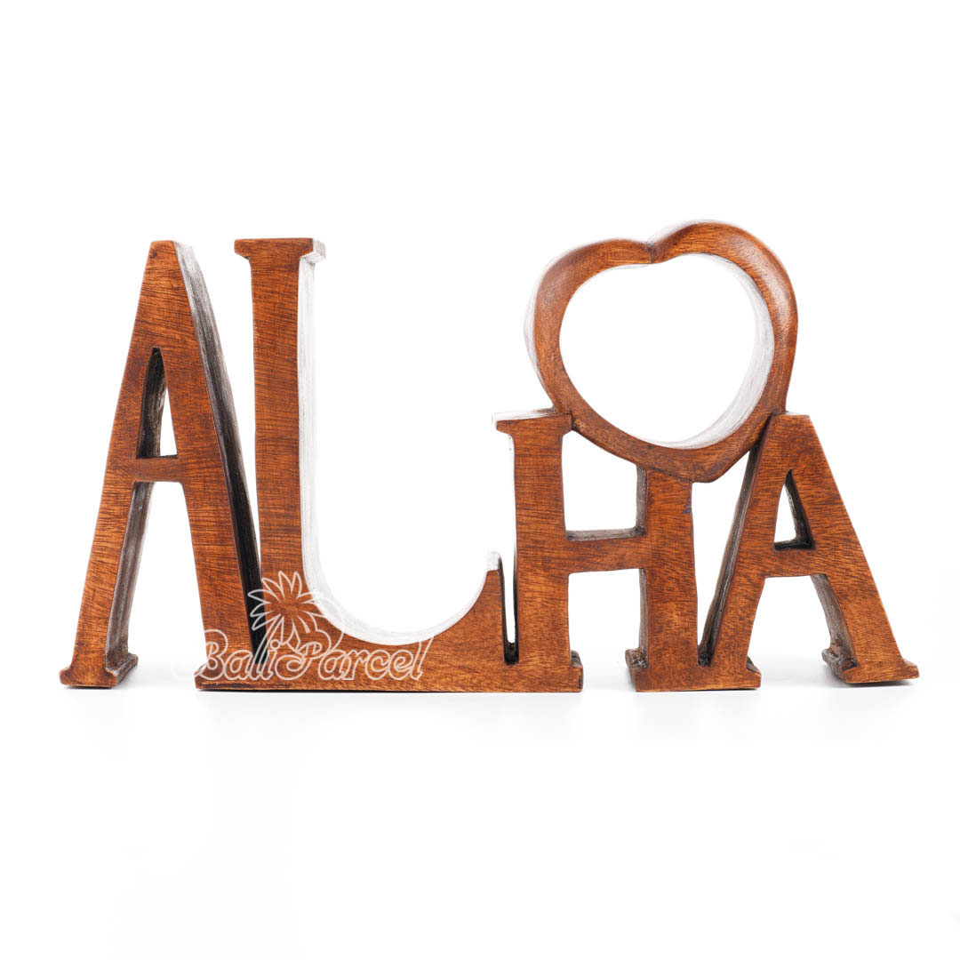 Wooden Aloha Wine Bottle Holder, Handmade From Suar Wood