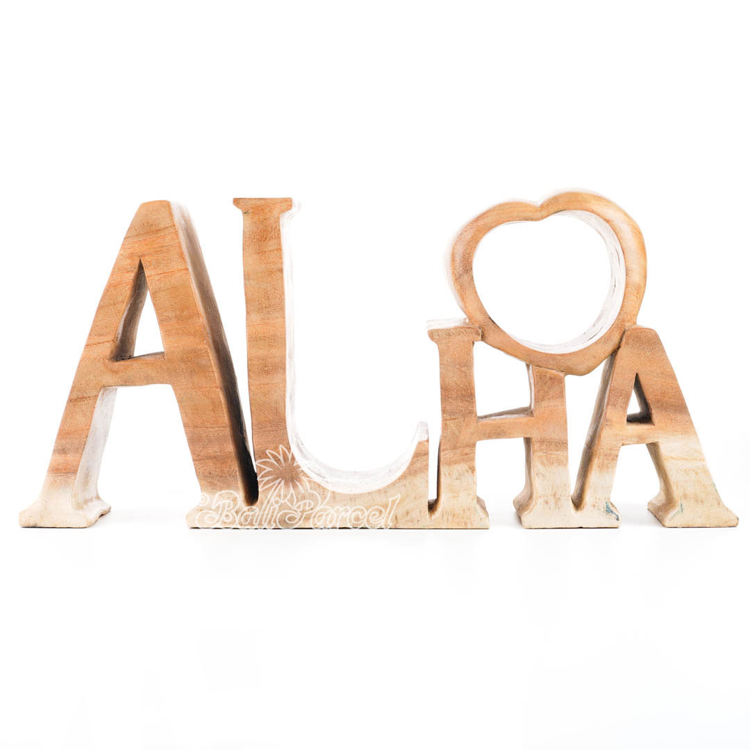 Wooden Aloha Wine Bottle Holder, Handmade From Suar Wood