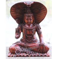 Wooden Siwa Meditating, Hand Carved From Suar Wood