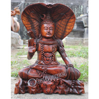 Wooden Siwa Meditating, Hand Carved From Suar Wood