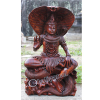 Wooden Siwa Meditating, Hand Carved From Suar Wood