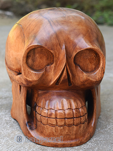 Handcarved Wooden Skull Head Made From Suar Wood
