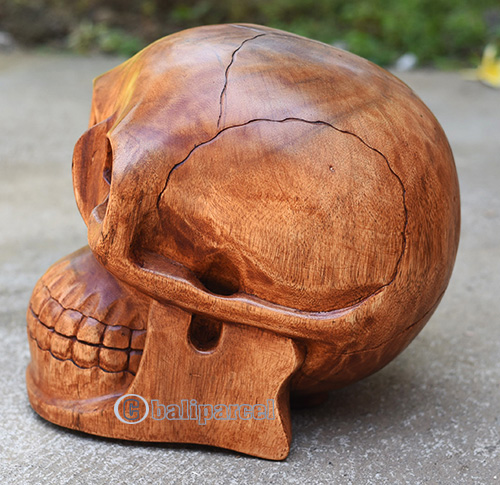 Handcarved Wooden Skull Head Made From Suar Wood