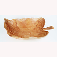 Wooden Leaf Shaped Fruit Basket, Handmade Fron Hibiscus Wood