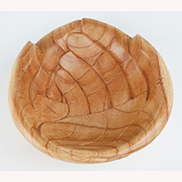 Wooden Fruit Basket Shaped Hand, Handmade From Hibiscus Wood