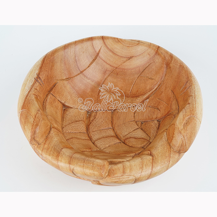Wooden Fruit Basket Shaped Hand, Handmade From Hibiscus Wood