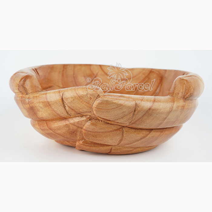 Wooden Fruit Basket Shaped Hand, Handmade From Hibiscus Wood