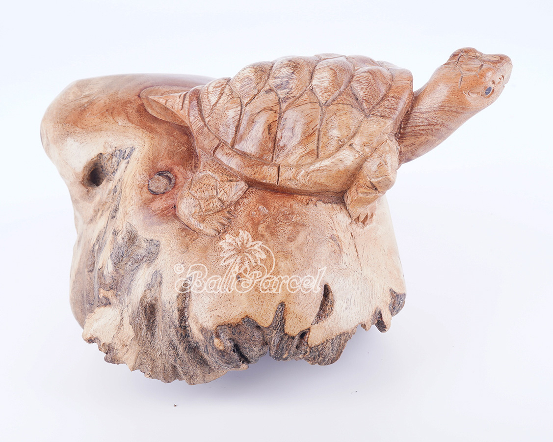 Wooden Tortoise With Parasite Wood