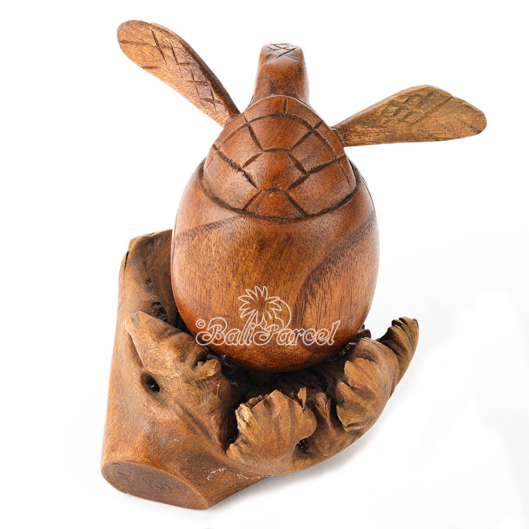 Wooden Turtle With Parasite Wood