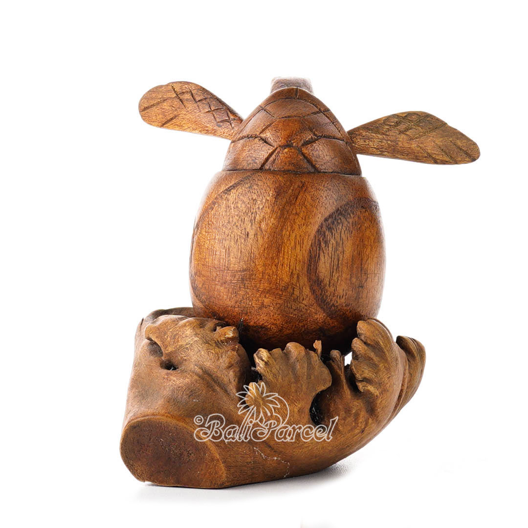 Wooden Turtle With Parasite Wood