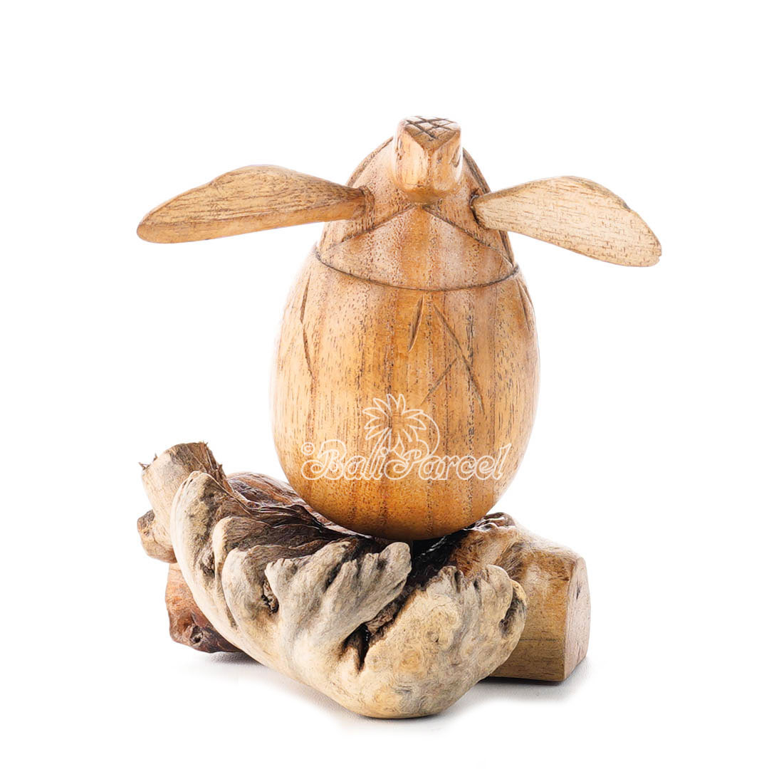 Wooden Turtle With Parasite Wood