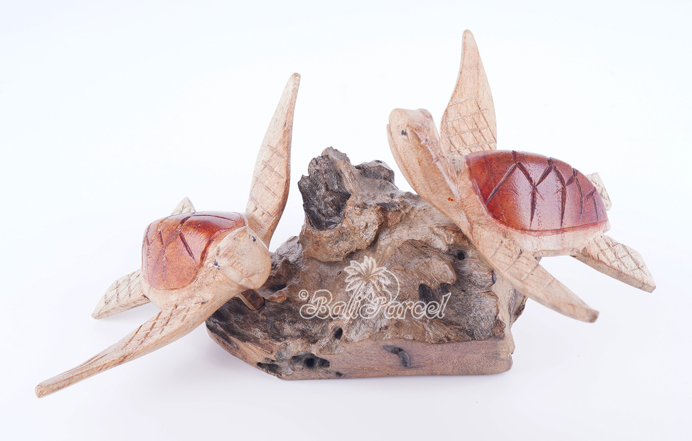 Wooden 2 Turtle With Parasite Wood