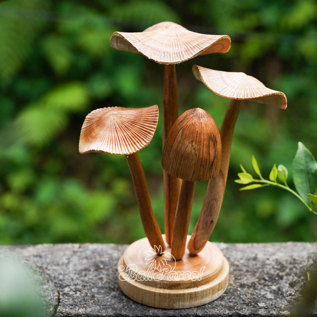 Wooden Mushrooms With Parasite Wood