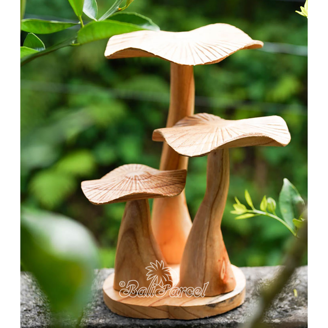 Wooden Mushrooms With Parasite Wood