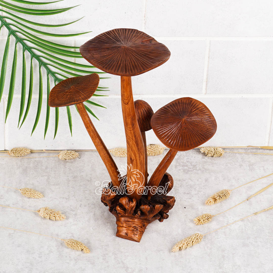 Wooden Mushrooms With Parasite Wood