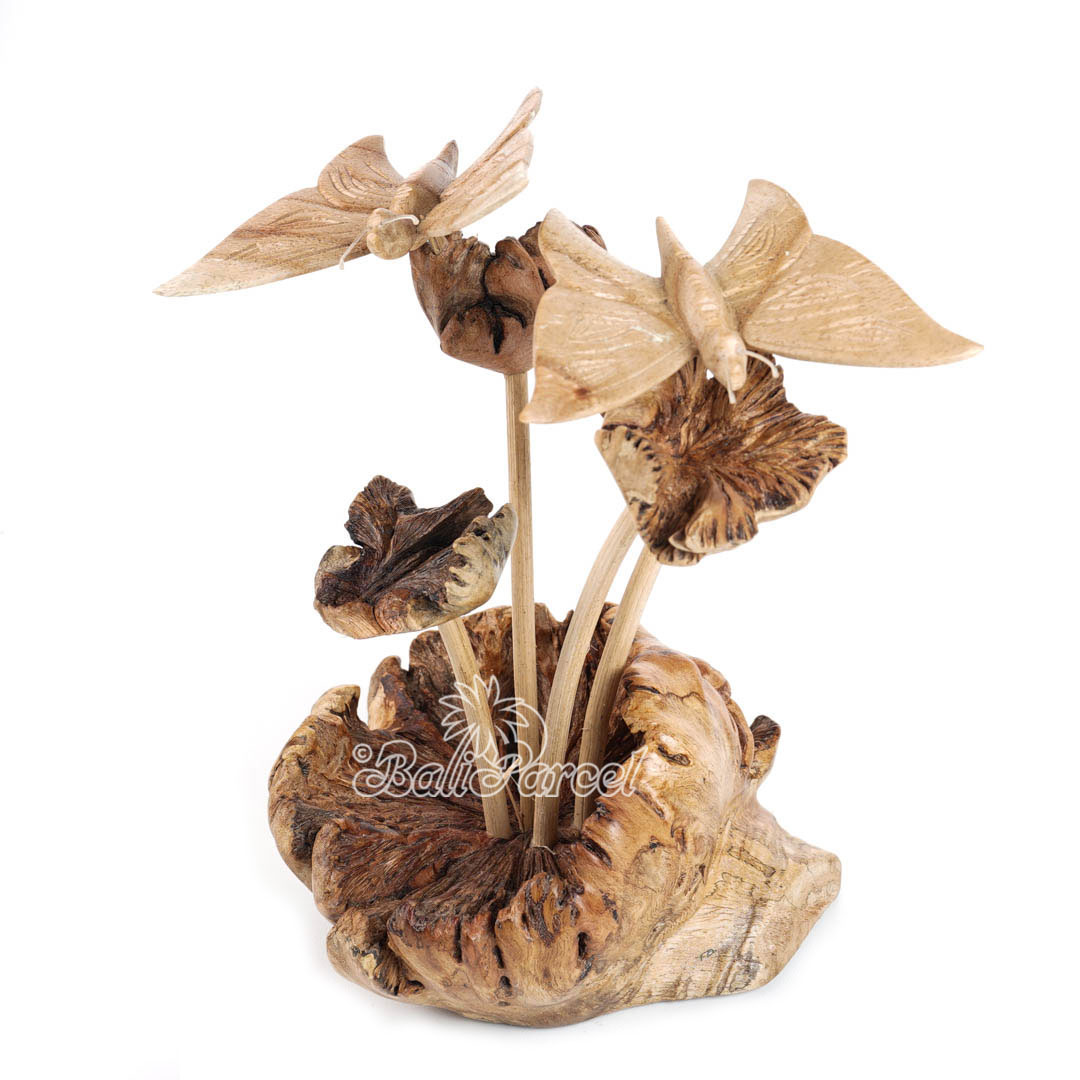 Wooden 2 Butterfly On Top Parasite Wood