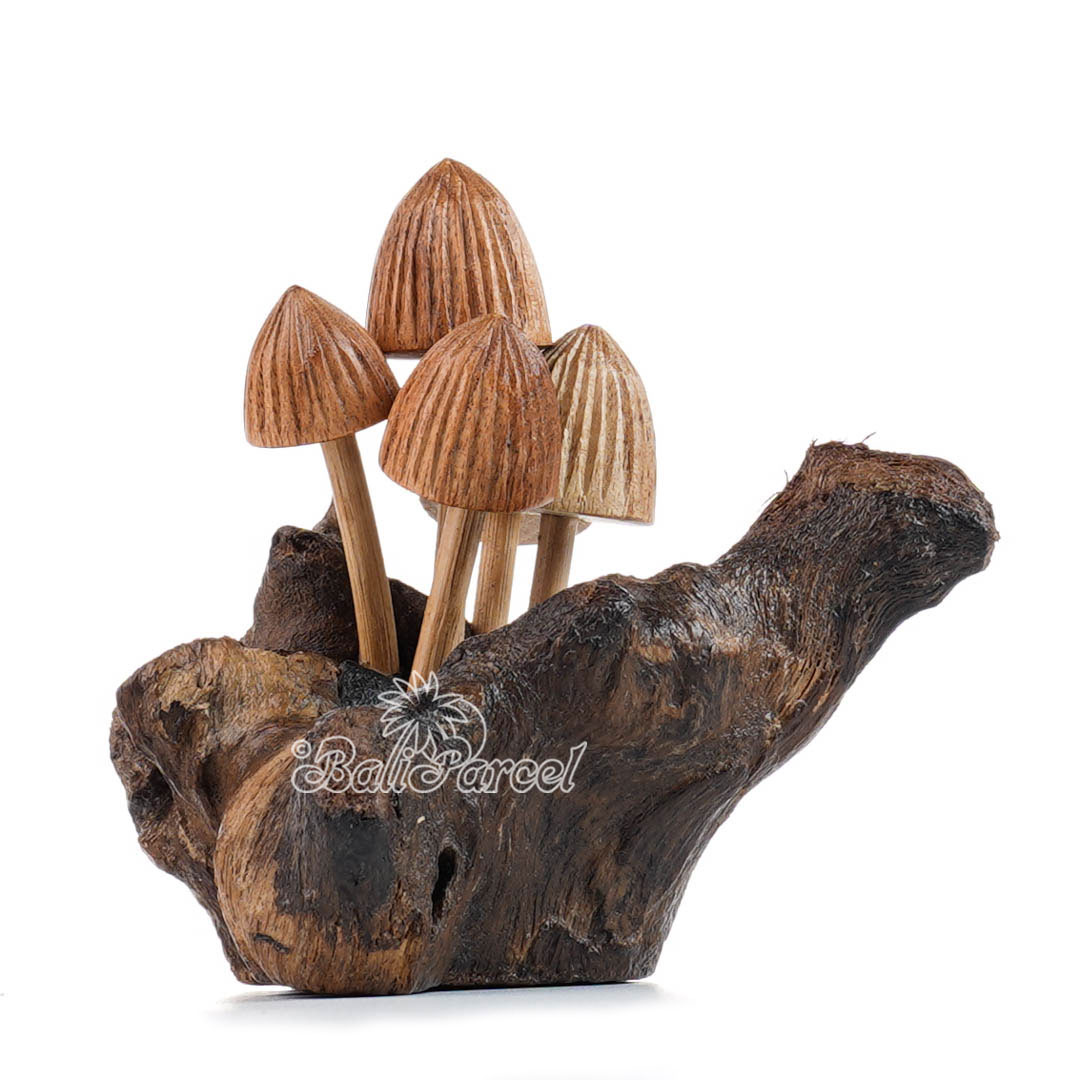 Wooden Mushrooms With Parasite Wood