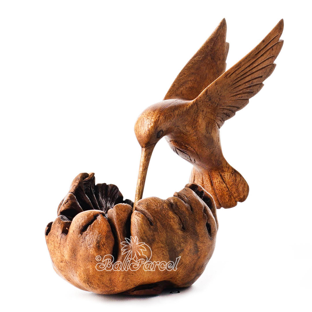 Wooden Bird With Parasite Stand Wood