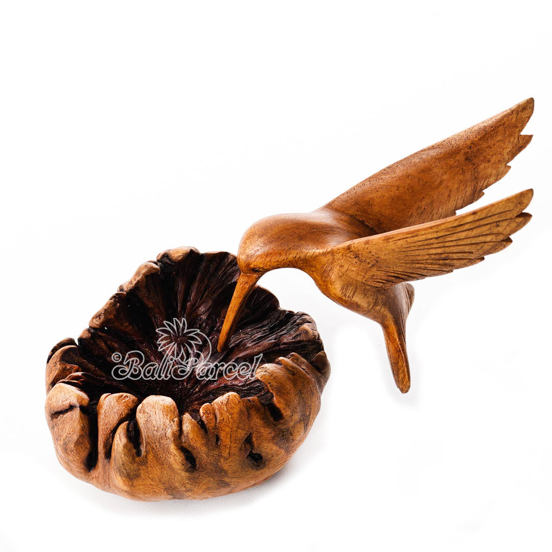 Wooden Bird With Parasite Stand Wood