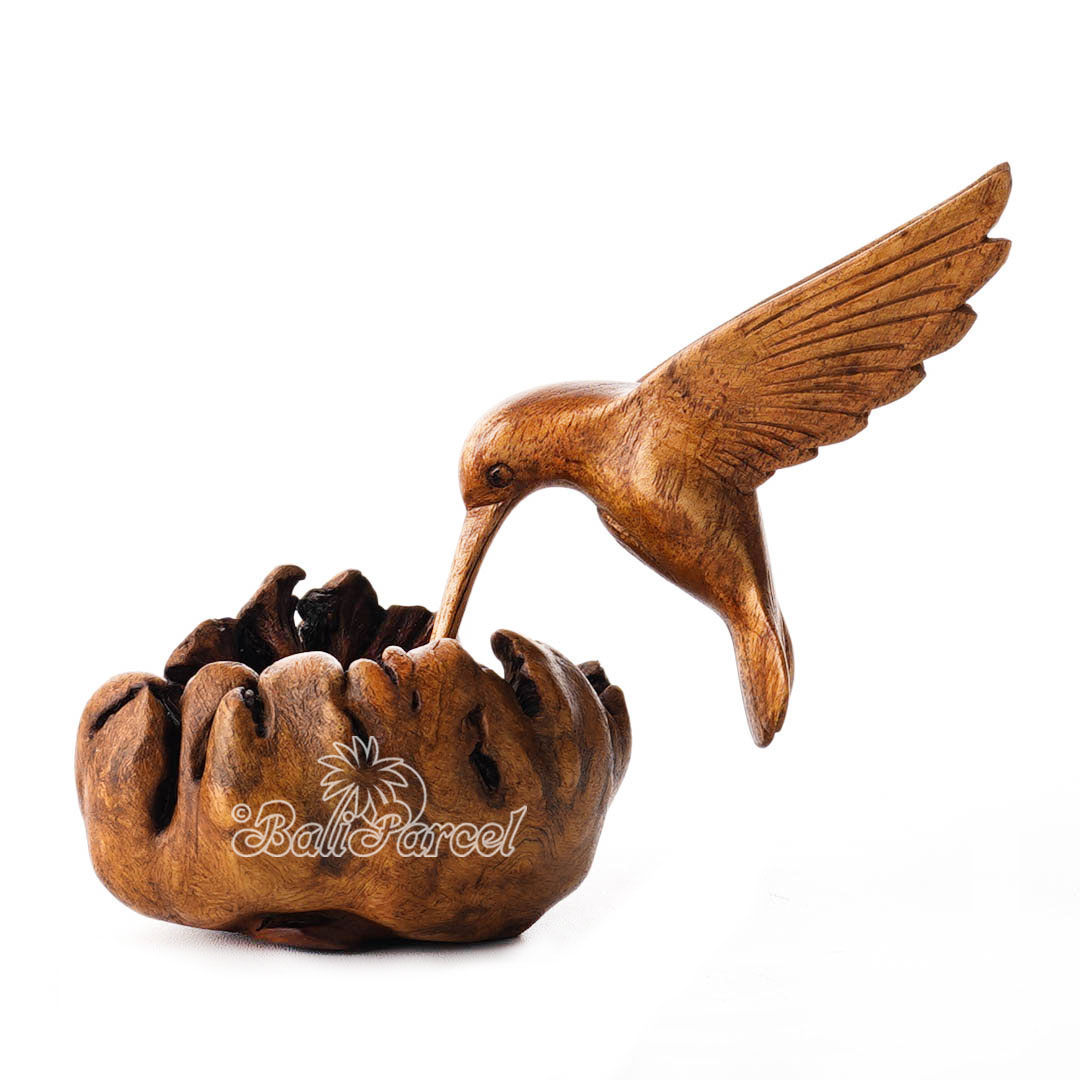 Wooden Bird With Parasite Stand Wood