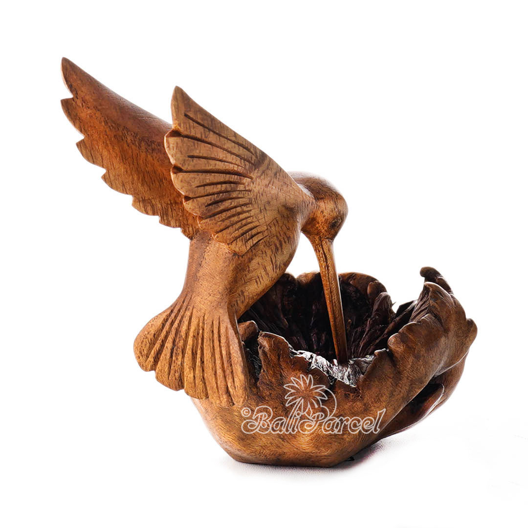 Wooden Bird With Parasite Stand Wood