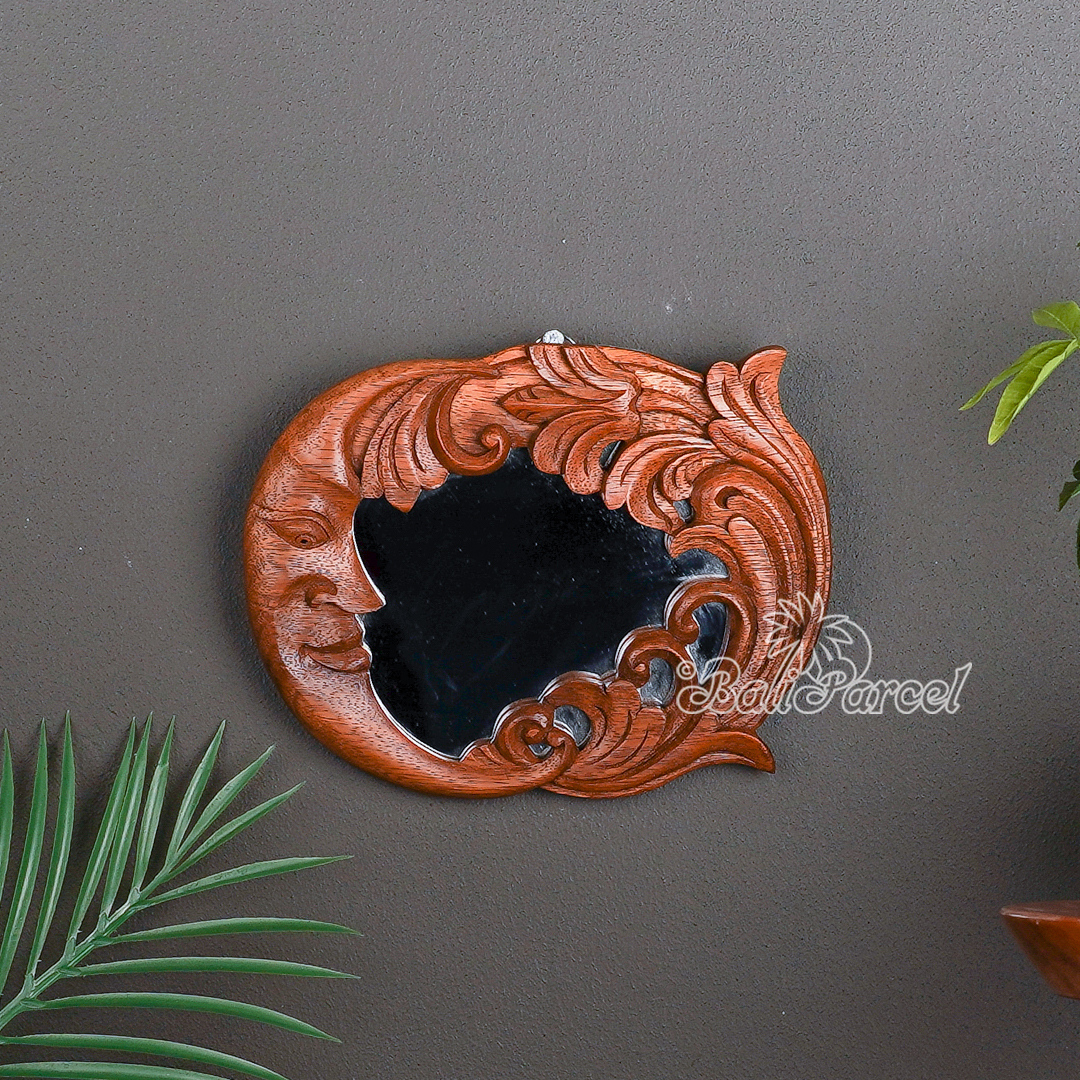 Wooden Wallhanging Sun, Handmade From Suar Wood.