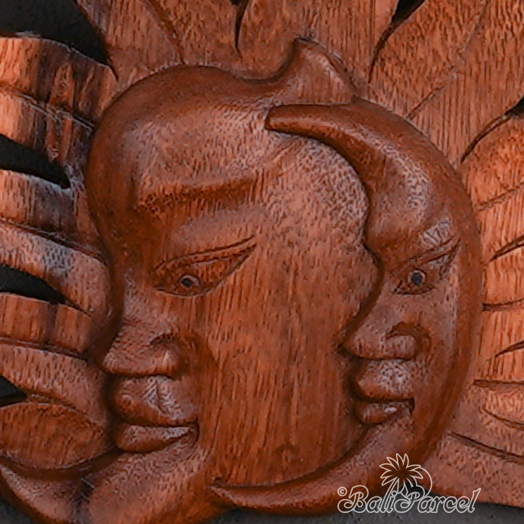 Wooden Wallhanging Sun, Handmade From Suar Wood.