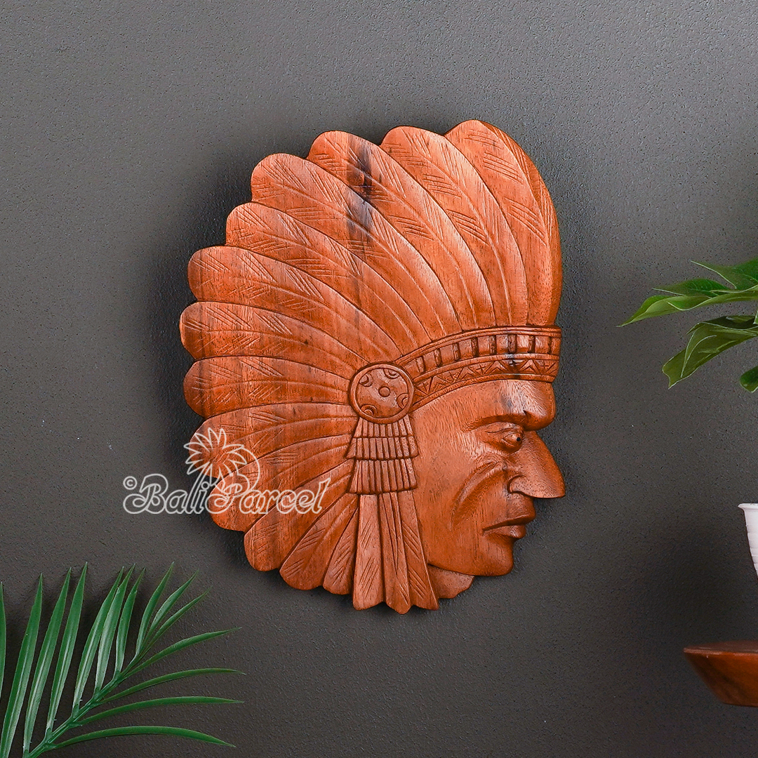 Wooden Wallhanging Indian Fis Face, Handmade From Suar Wood.