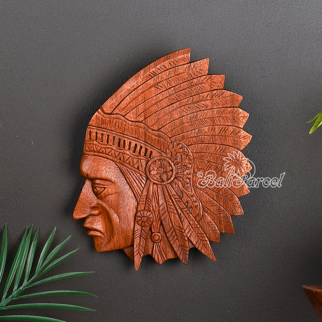 Wooden Wallhanging Indian Fis Face, Handmade From Suar Wood.