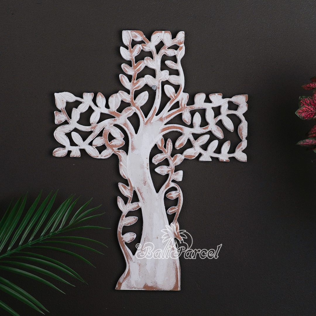 Wooden Wallhanging, Hand Made From Hardboard/ MDF, With White Wash Color.