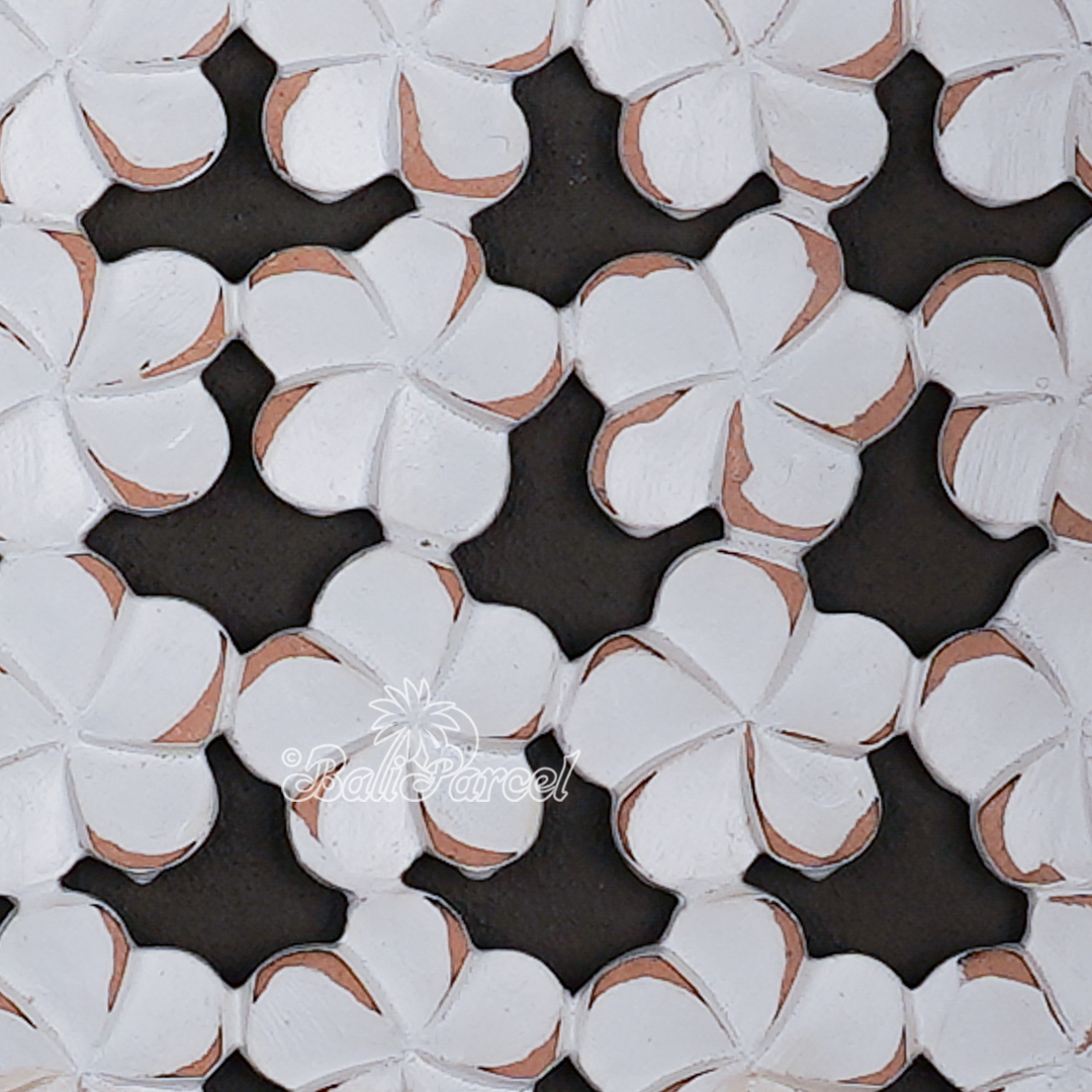 Wooden Wallhanging Hibiscus Flower, Hand Made From Hardboard/ MDF, With White Wash Color.