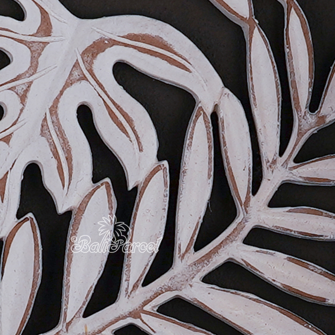 Wooden Wallhanging Plam Tree, Hand Made From Hardboard/ MDF, With White Wash Color.