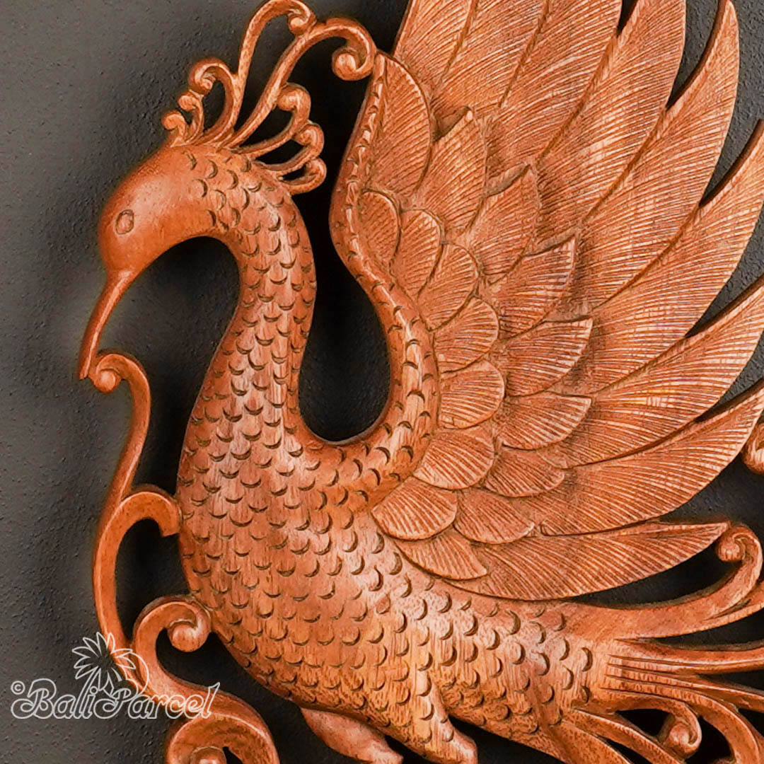 Wooden Wallhanging Peacock, Handmade From Suar Wood With  Natural Polished