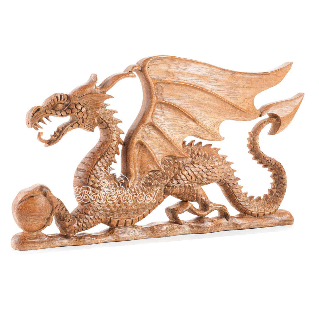 Wooden Wallhanging Dragon, Hand Made From Suar Wood With Natural Polished