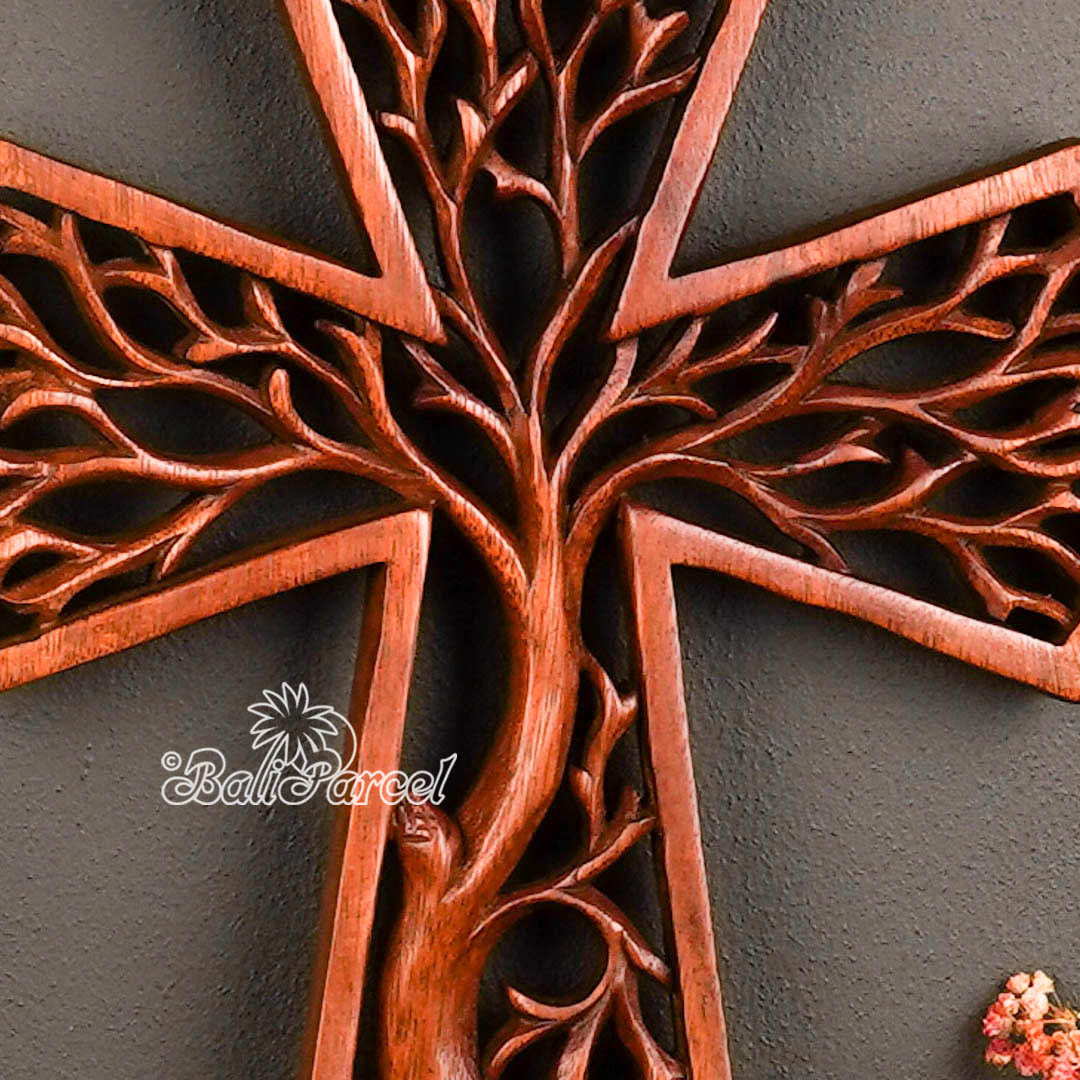 Wooden Wallhanging, Hand Made From Suar Wood With Brown Polished