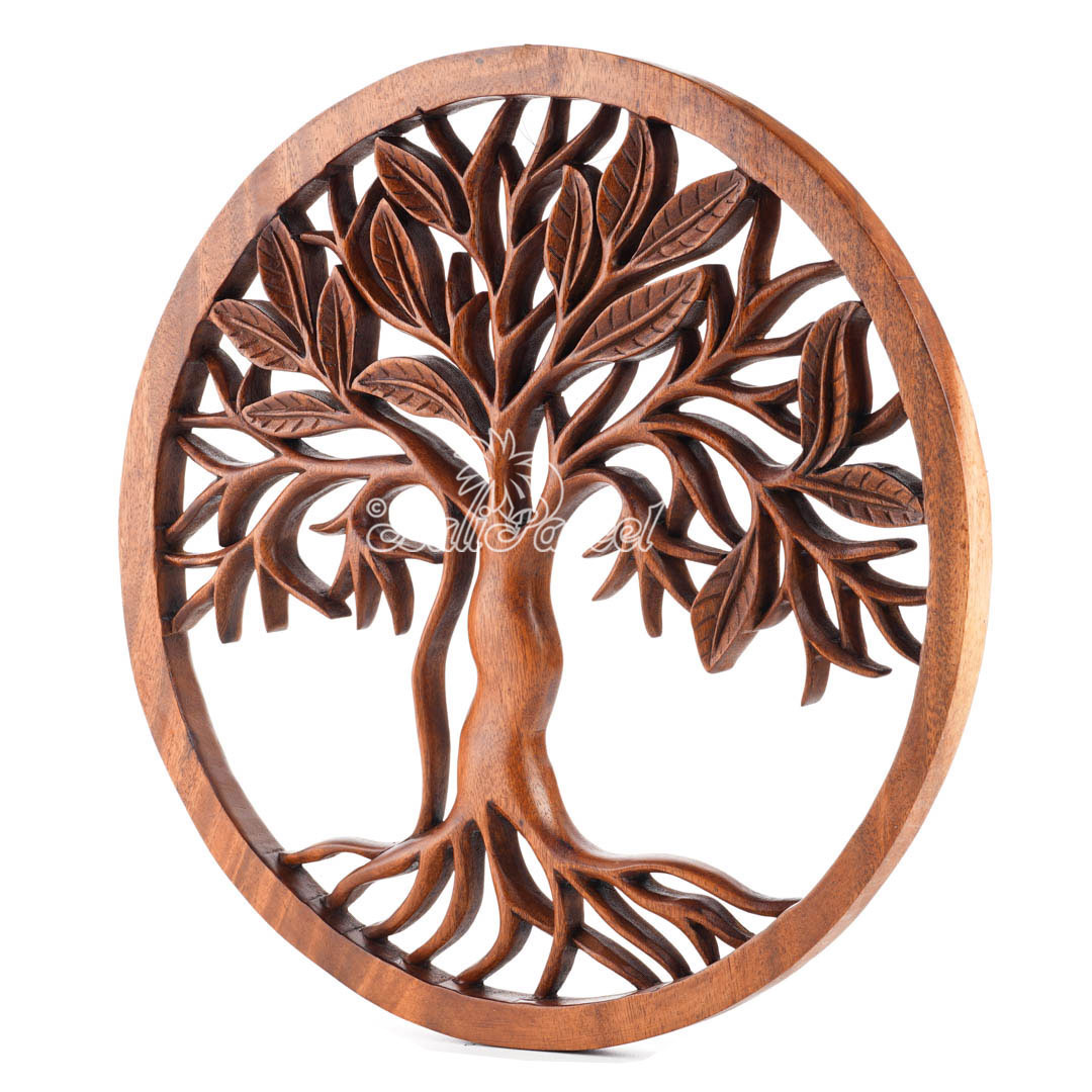 Wooden Wallhanging Leaf, Hand Made From Suar Wood With Brown Polished
