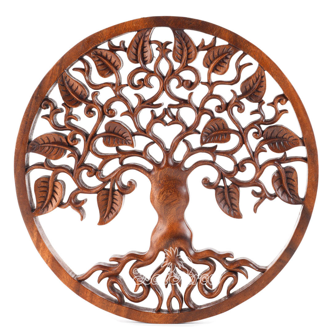 Wooden Wallhanging Leaf, Hand Made From Suar Wood With Brown Polished