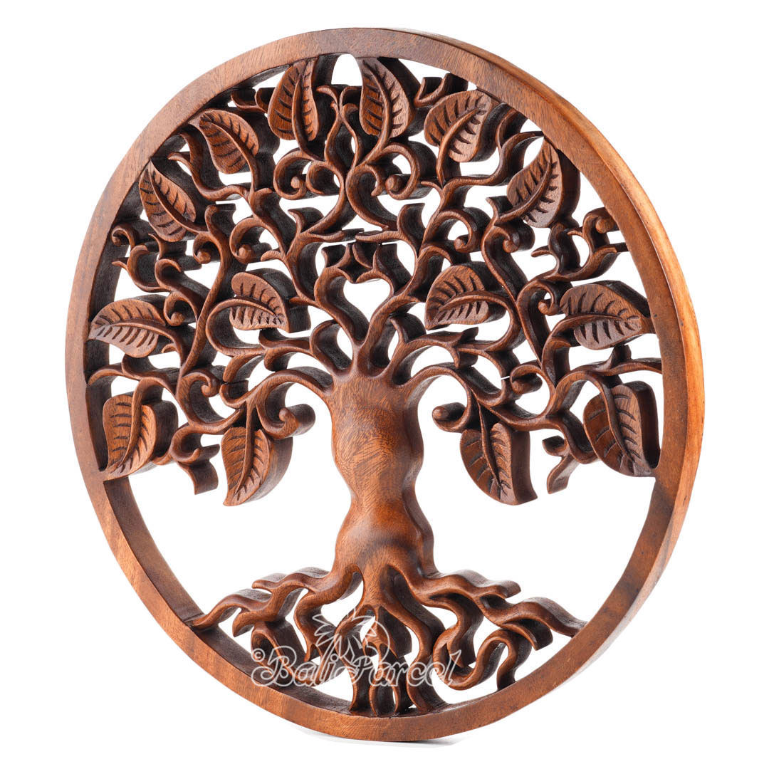 Wooden Wallhanging Leaf, Hand Made From Suar Wood With Brown Polished