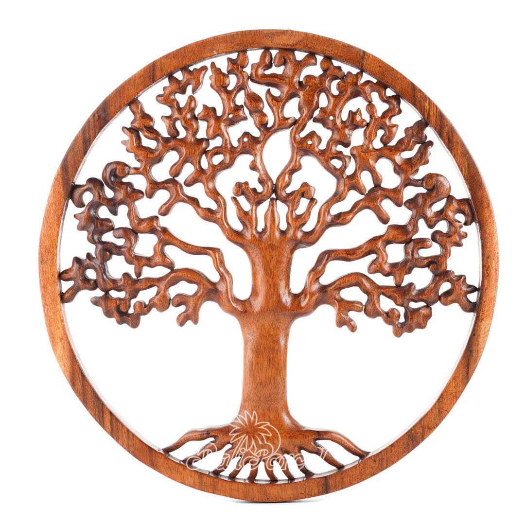 Wooden Wallhanging Root, Hand Made From Suar Wood With Brown Polished