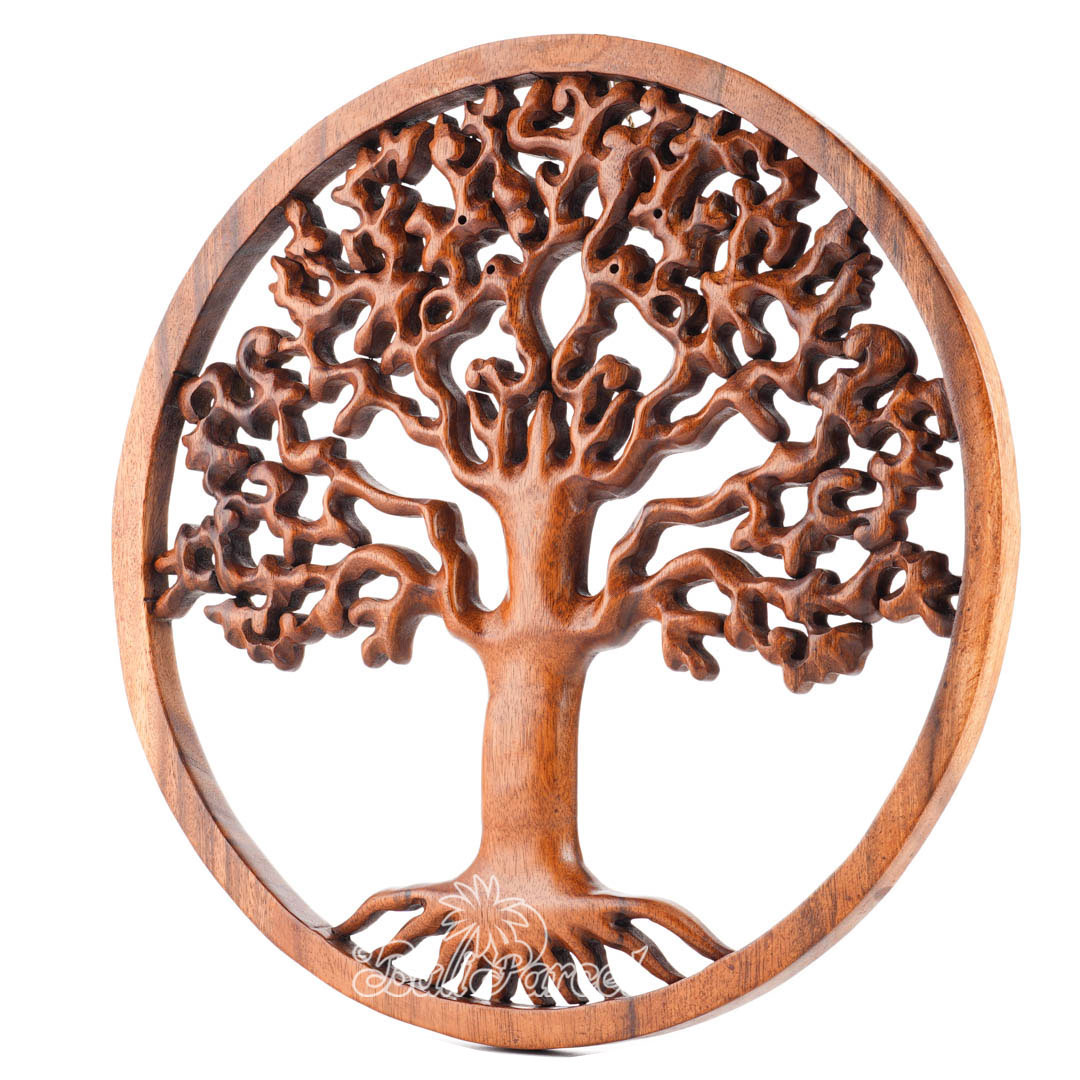 Wooden Wallhanging Root, Hand Made From Suar Wood With Brown Polished