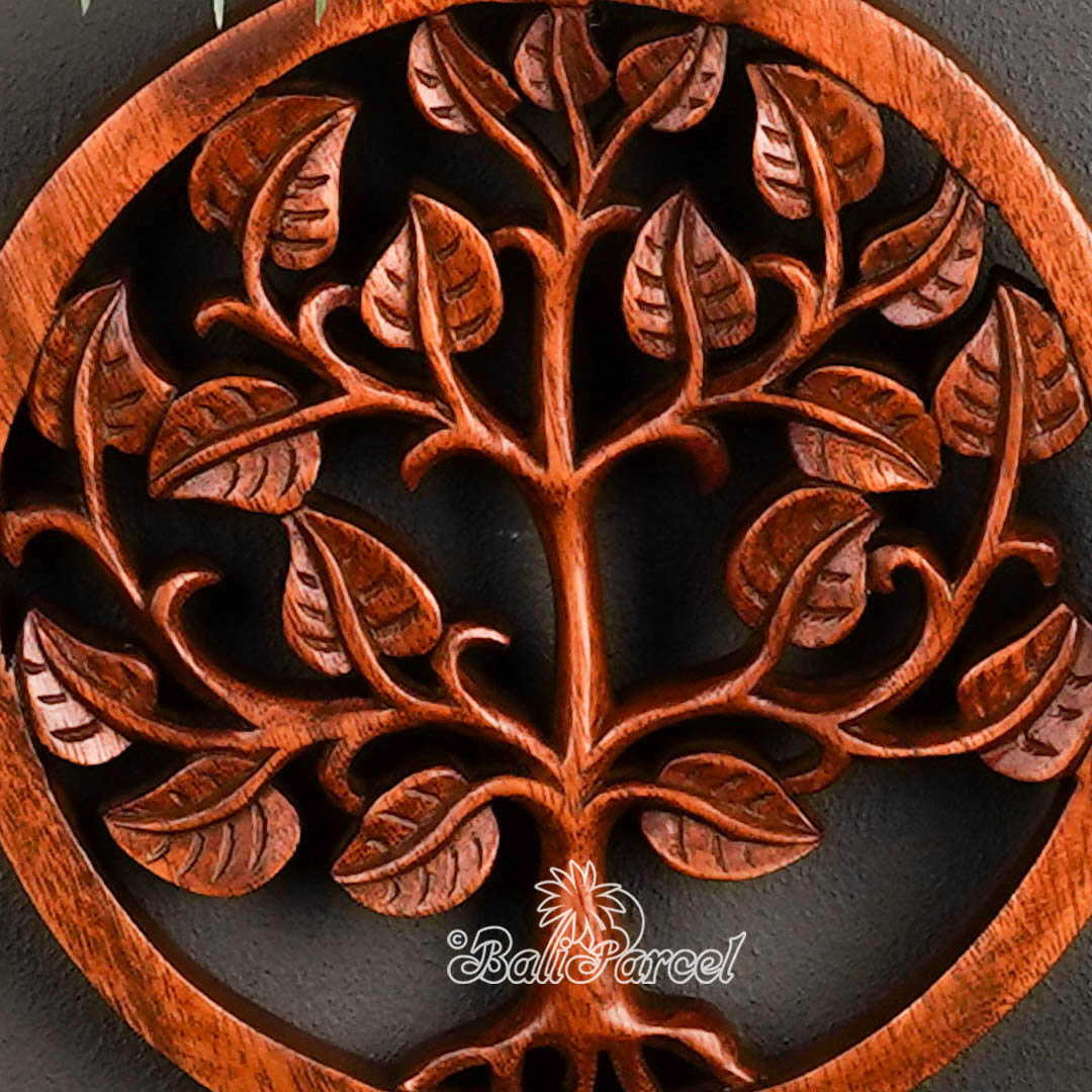 Wooden Wallhanging Leaf, Hand Made From Suar Wood With Brown Polished