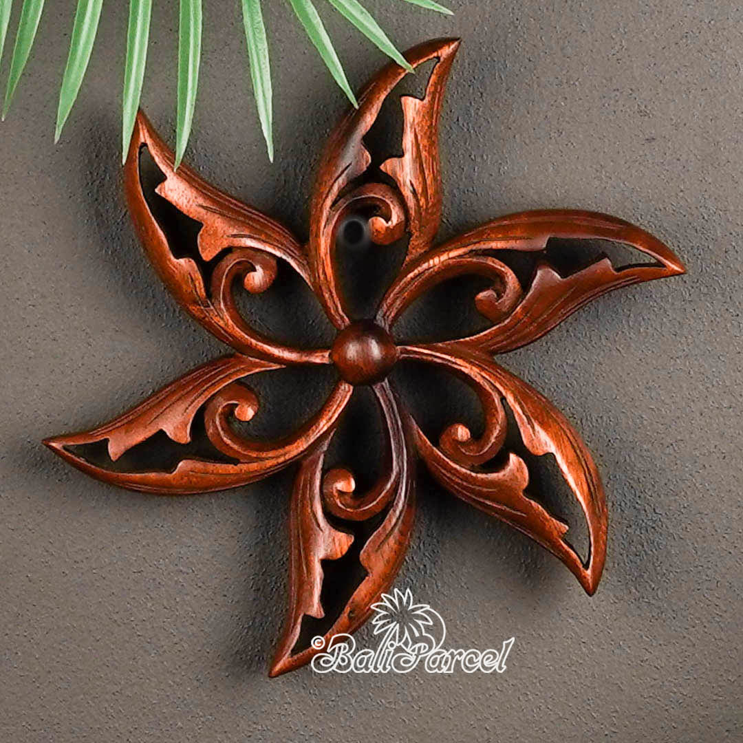 Wooden Wallhanging, Hand Made From Suar Wood With Brown Polished